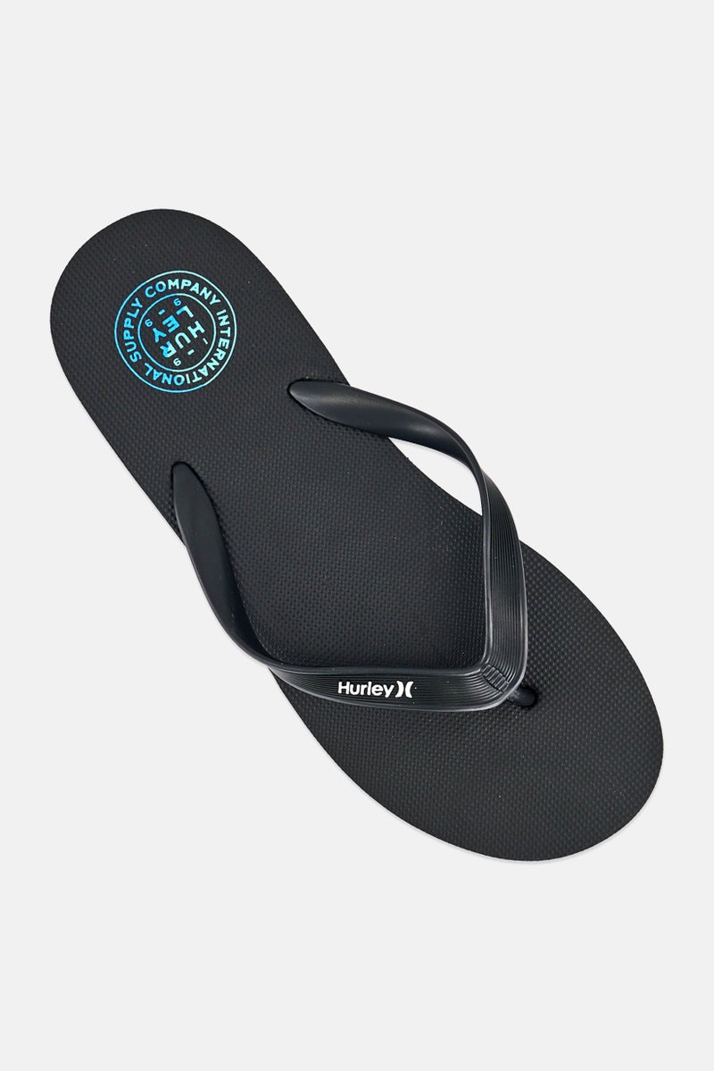 Hurley Men Brand Logo Slip On Slippers, Black - Image 4