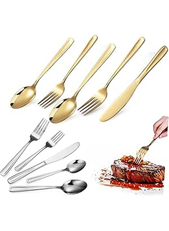 Stainless Steel Steak Cutlery Set 2 Piece Forks Spoons Kitchen Utensils Easy Clean - Image 1