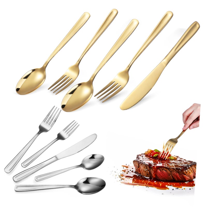 Stainless Steel Steak Cutlery Set 2 Piece Forks Spoons Kitchen Utensils Easy Clean - Image 2