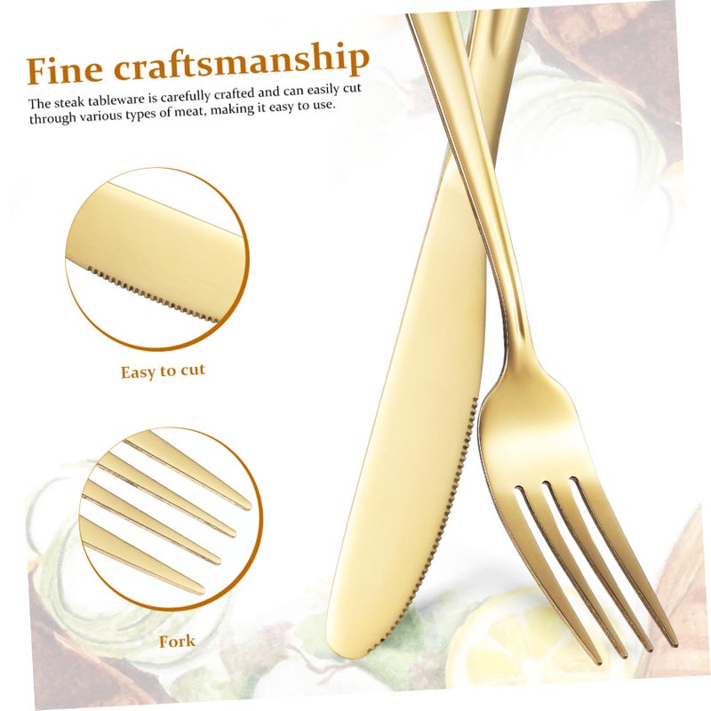 Stainless Steel Steak Cutlery Set 2 Piece Forks Spoons Kitchen Utensils Easy Clean - Image 5