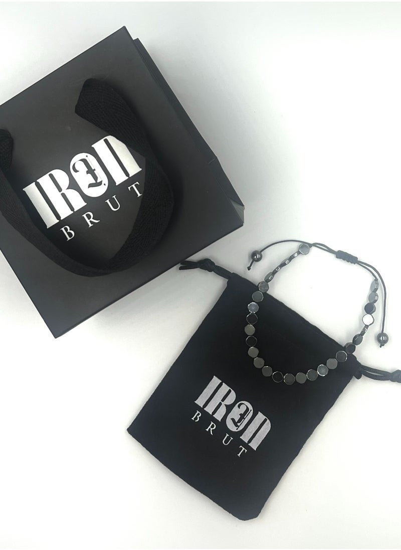 IronBrut - سوار رجالي سداسي، ايرون بروت، هيماتيت طبيعي، مجموعة هدايا، هدية للرجال - Image 1