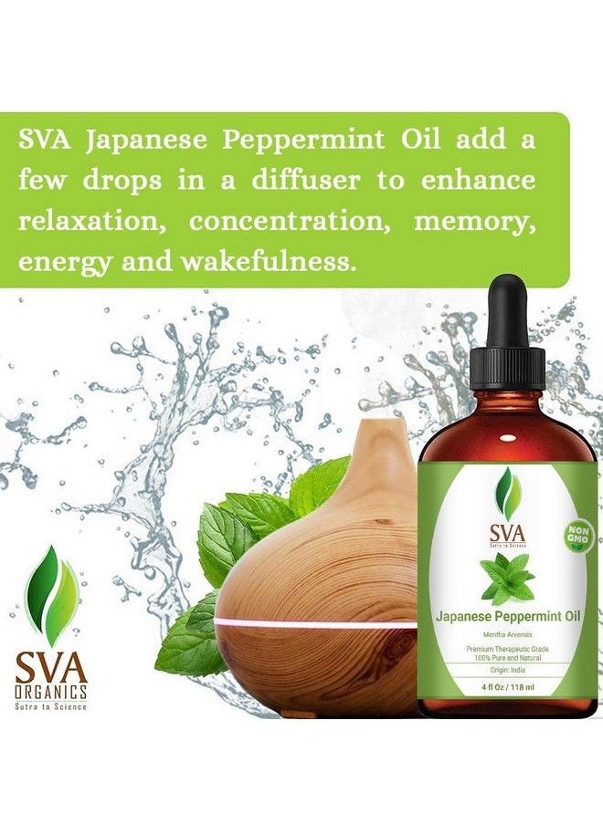 SVA Organics - Sva Japanese Peppermint Essential Oil 4 Oz 100% Pure Natural & Premium Therapeutic Grade For Diffuser Skincare Haircare Body Massage Aromatherapy Soaps & Candles - Image 1