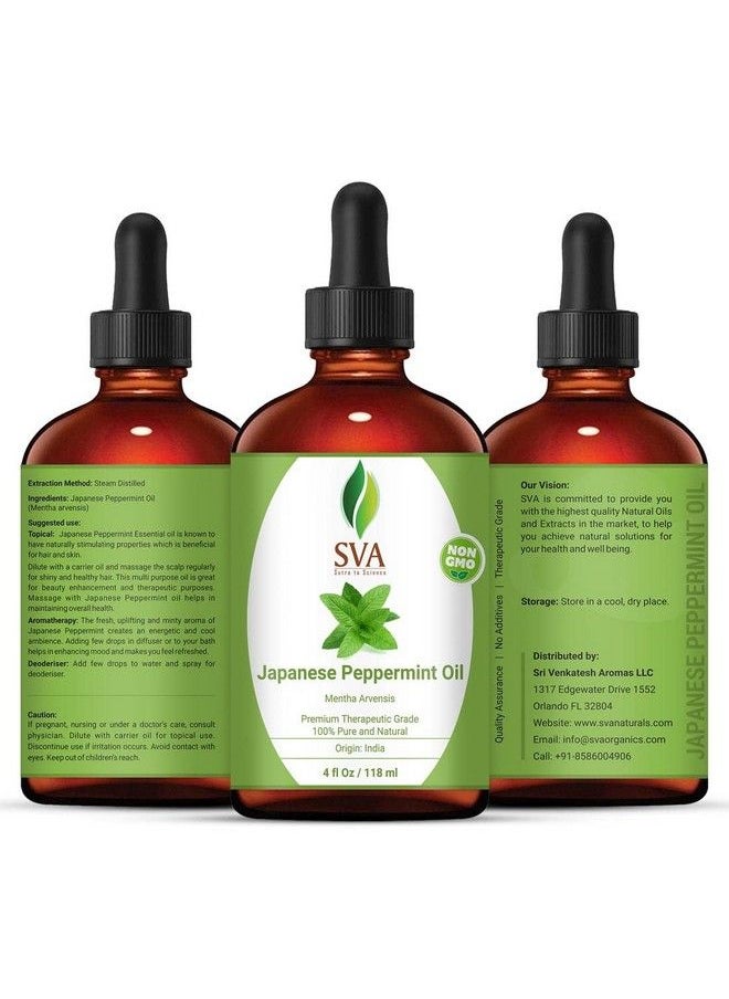 SVA Organics - Sva Japanese Peppermint Essential Oil 4 Oz 100% Pure Natural & Premium Therapeutic Grade For Diffuser Skincare Haircare Body Massage Aromatherapy Soaps & Candles - Image 1