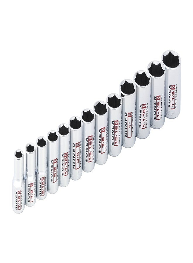 Sunex Tools 13Piece 1/2" Drive Chrome Socket Rail 6Pt SAE Standard - Image 3