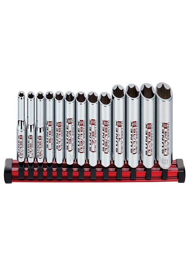 Sunex Tools 13Piece 1/2" Drive Chrome Socket Rail 6Pt SAE Standard - Image 1