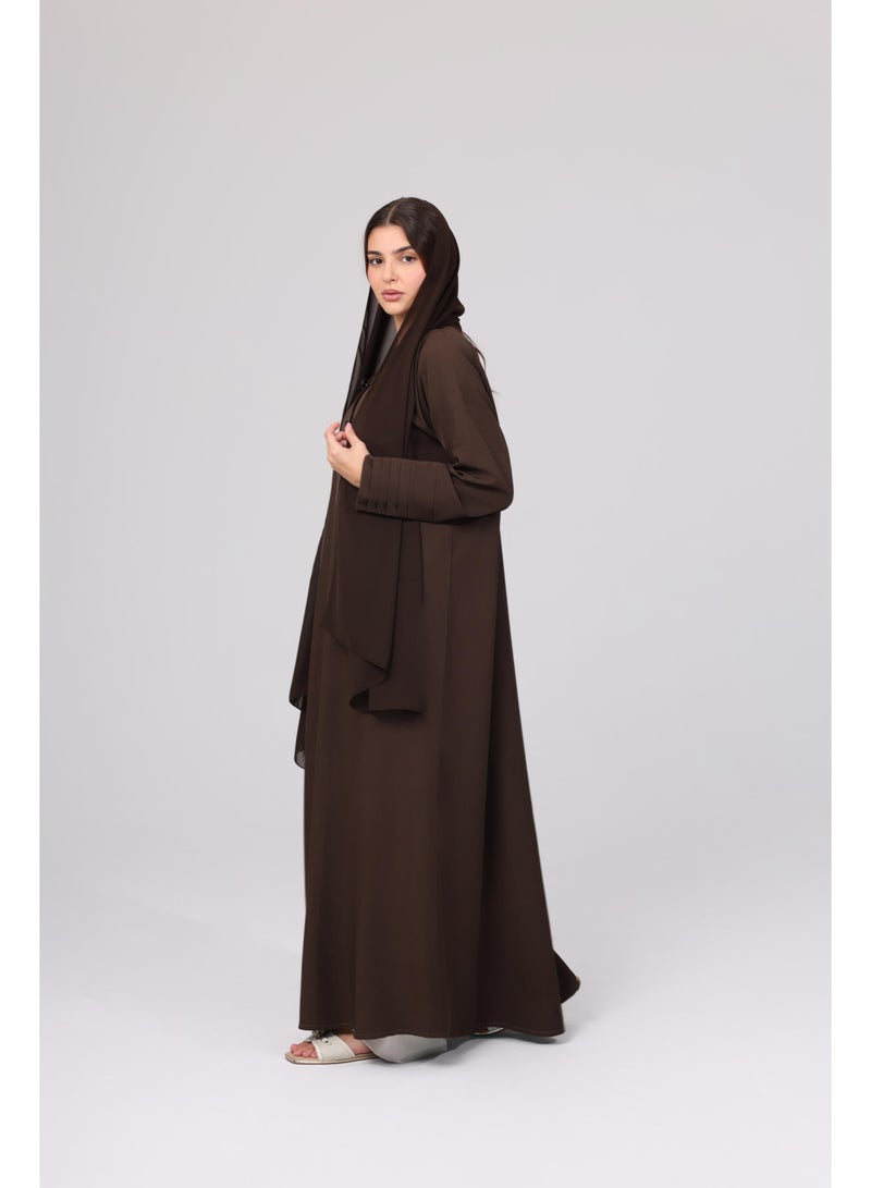 اكسا عباية رسمية مع تفاصيل اكمام مطوية وزراير ABY1098 - Image 2
