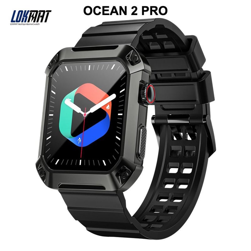 Lokmat Ocean 2 PRO Outdoor Sports Smartwatch, 1.85 Inch, Bluetooth, Call Reminder, Heart Rate Tracking, iOS Android, Black - Image 1
