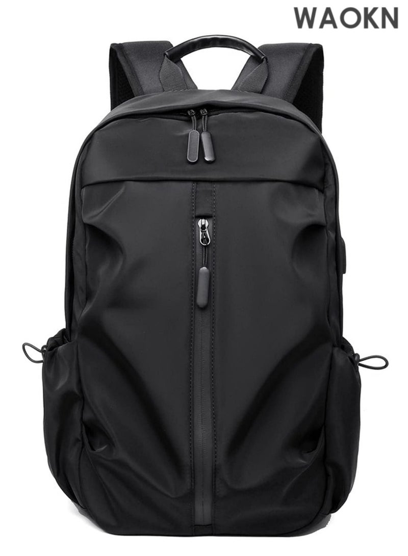 WAOKN Water-Resistant Laptop Backpack with USB Charging Port - Fits 15.6-Inch and 14-Inch Notebook, Anti-Theft Design for College, School, and Business Travel - Large Capacity Multipurpose Backpack.(Black) - Image 1