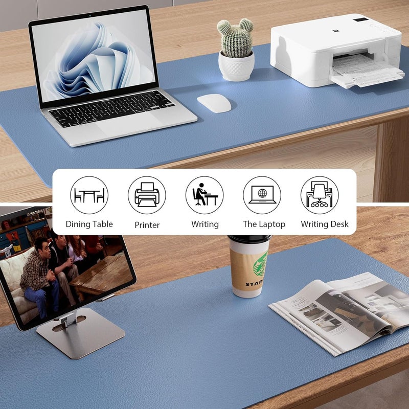 Aothia Leather Desk Pad Protector, Mouse Pad, Office Desk Mat, Non-Slip PU Leather Desk Blotter, Laptop Desk Pad, Waterproof Desk Writing Pad for Office and Home (Denim Blue, 36" x 17") - Image 5