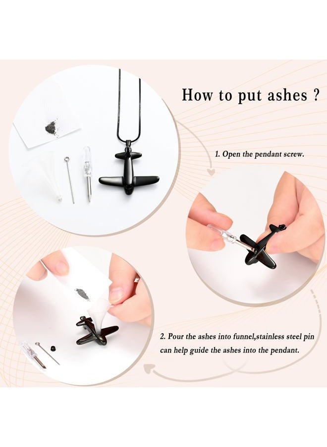 Minicremation Airplane Cremation Jewelry for Human Ashes Urn Necklace Keepsake Jewelry Ashes Holder Memorial Pendant Locket for Ashes, Metal, not - Image 3