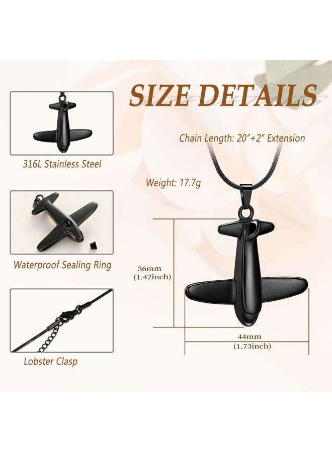 Minicremation Airplane Cremation Jewelry for Human Ashes Urn Necklace Keepsake Jewelry Ashes Holder Memorial Pendant Locket for Ashes, Metal, not - Image 2