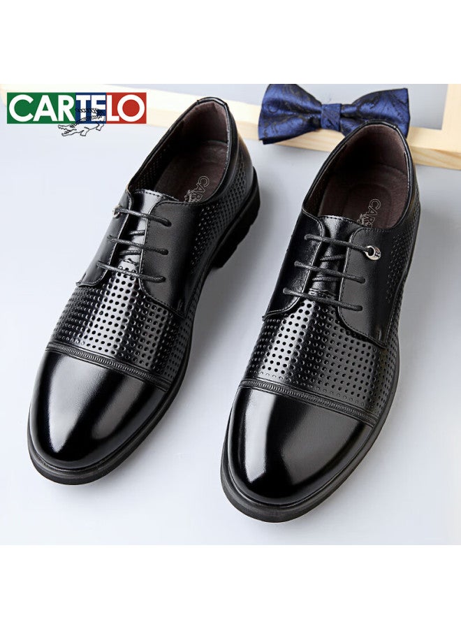 كارتيلو Cartelo British Style قابلة للتنفس جلد طبيعي مجوف رجال الأعمال رسمية عارضة رجال منخفضة القمة رباط حتى أحذية جلدية رجال 3511 أسود مقاس 40 - Image 3
