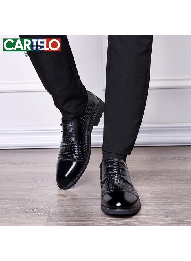 كارتيلو Cartelo British Style قابلة للتنفس جلد طبيعي مجوف رجال الأعمال رسمية عارضة رجال منخفضة القمة رباط حتى أحذية جلدية رجال 3511 أسود مقاس 40 - Image 5