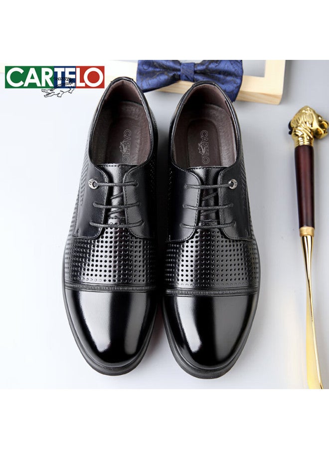 كارتيلو Cartelo British Style قابلة للتنفس جلد طبيعي مجوف رجال الأعمال رسمية عارضة رجال منخفضة القمة رباط حتى أحذية جلدية رجال 3511 أسود مقاس 40 - Image 4