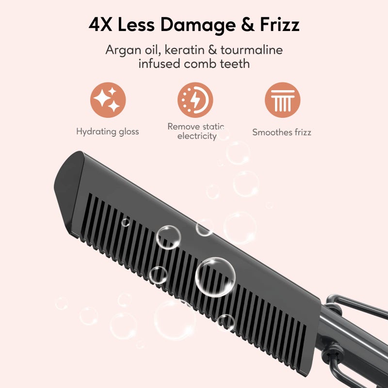 Terviiix Electric Hot Comb for Lace Front Wigs, Pressing Combs for Black Women Hair, Anti-Scald Straightening Comb with Keratin & Argan Oil Infused Teeth, Temperatures Adjustable, 60 Min Auto Shut Off - Image 4