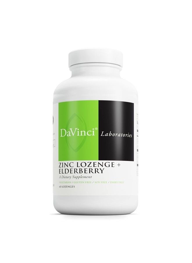 Davinci Labs Zinc Lozenge + Elderberry - Zinc Supplement to Support The Immune System, Healthy Lungs and Throat Tissues* - with Vitamin D3, Zinc, Elderberry and More - Lemon Flavor - 60 Lozenges  - Image 1