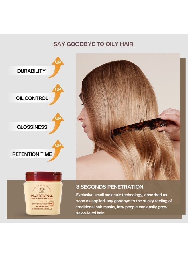 STARPLEX Smoothing & Anti-Frizz Gold Hair Mask 500ml - 24K Gold Powder & Keratin Protein Complex | Tames Frizz & Adds Shine | Professional Salon Treatment for All Hair Types Women - Image 3
