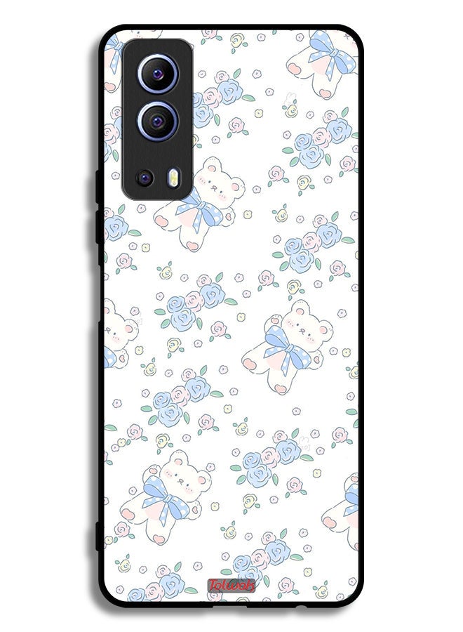 Tolwak Vivo Y72 5G Protective Case Cover Cute Teddy Bear And Flowers Icon - Image 2