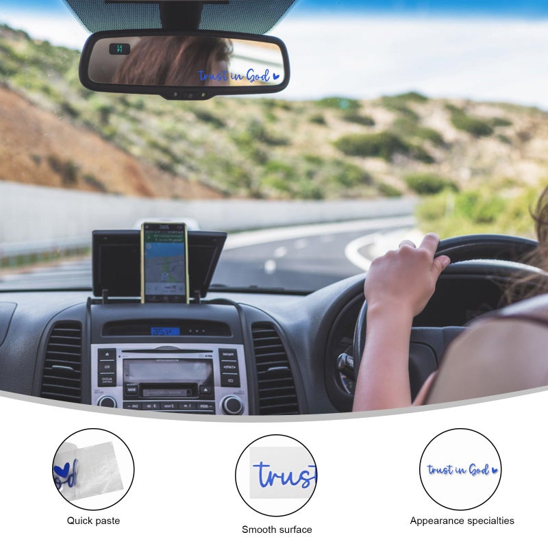 Dxnq 2 Pcs Trust In God Rearview Mirror Decals  Automotive Vinyl Rear View Mirror Decorative Stickers  Waterproof Trust In God Stickers For Car Truck Laptop  Car Accessories (Blue) - Image 3