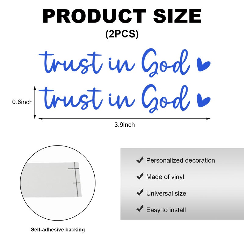 Dxnq 2 Pcs Trust In God Rearview Mirror Decals  Automotive Vinyl Rear View Mirror Decorative Stickers  Waterproof Trust In God Stickers For Car Truck Laptop  Car Accessories (Blue) - Image 2