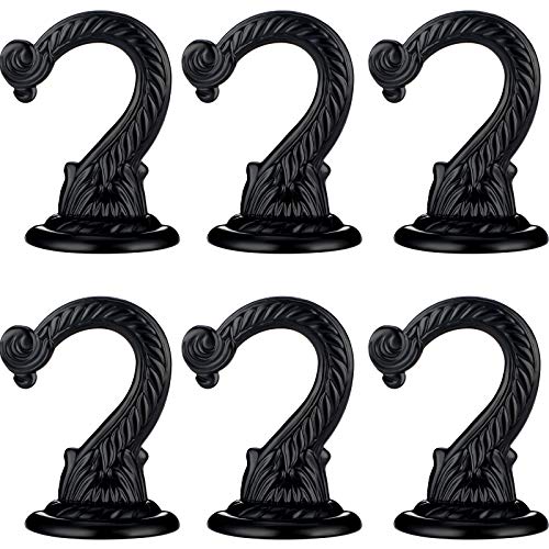 Hotop 6 Pcs Swag Ceiling Hooks Heavy Duty Swag Hooks Vintage Style Ceiling Hook for Hanging Plants Indoor Outdoor Decor Kitchen Flower Baskets Wind Chimes and Lights(Large,Black) - Image 1