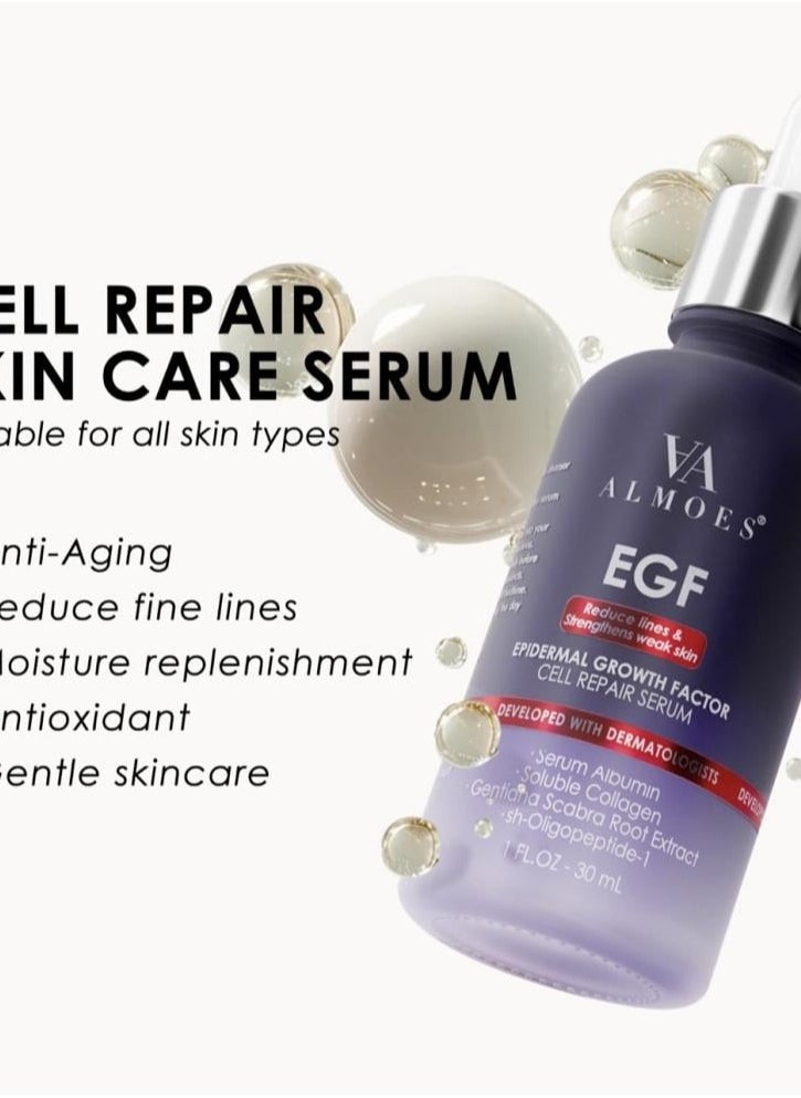 ALMOES INC - ALMOES EGF Epidermal Growth Factor Cell Repair Serum - Anti-Aging & Wrinkle Reduction (30ml) - Image 1