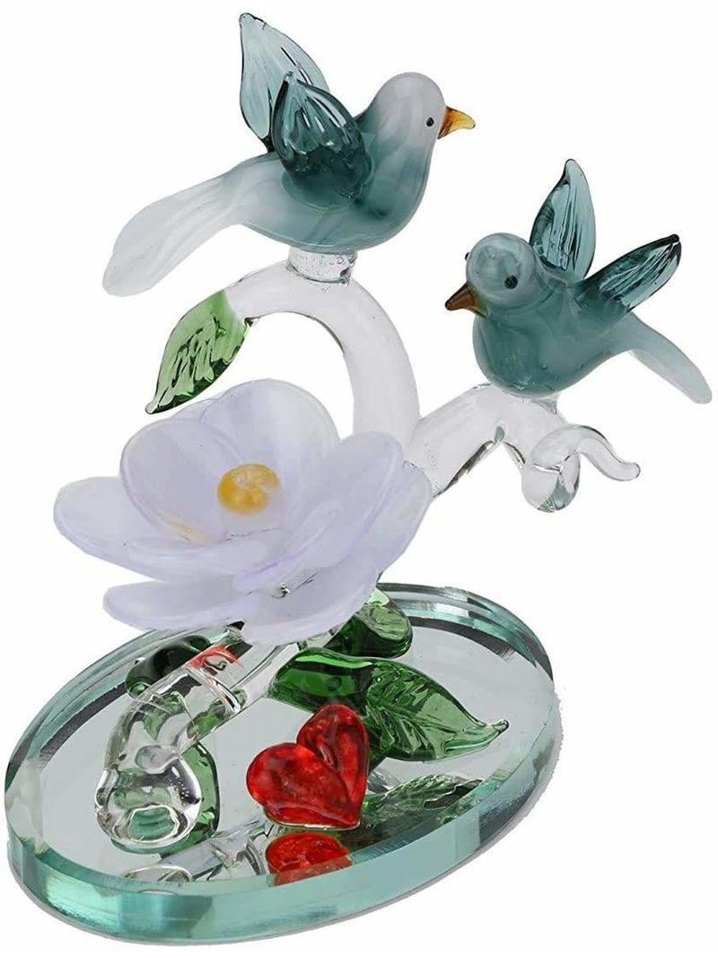 Somil Love Making Bird Pair On A Lily Flower Tree with Heart Decorative Tabletop Crystal Glass Gift Showpiece, Multi, Made By Hand from Expert Artisans Pack of 1 - Image 5