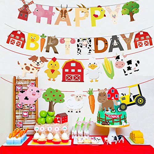 Festiko®Farm Animals Birthday Party Decorations Farm Animals Happy Birthday Banner with Barnyard Bunting Garland for Kids Boys Girls Farm Theme Party Decorations Supplies - Image 2