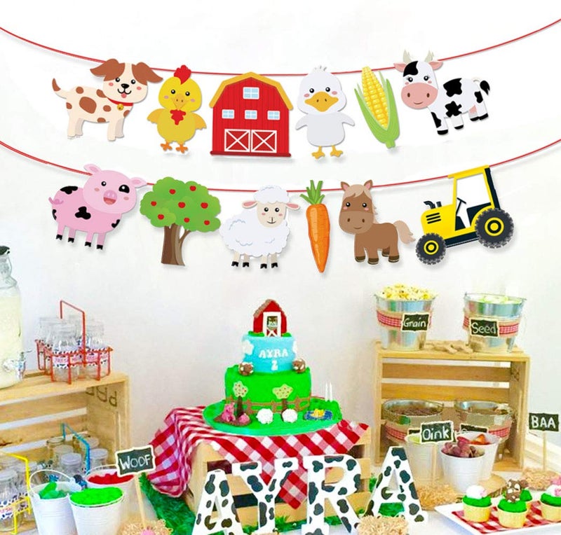 Festiko®Farm Animals Birthday Party Decorations Farm Animals Happy Birthday Banner with Barnyard Bunting Garland for Kids Boys Girls Farm Theme Party Decorations Supplies - Image 3
