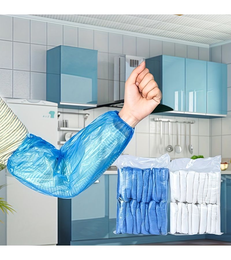 Thickened Waterproof Transparent White Arm Covers For Cooking Cleaning Painting - Image 1