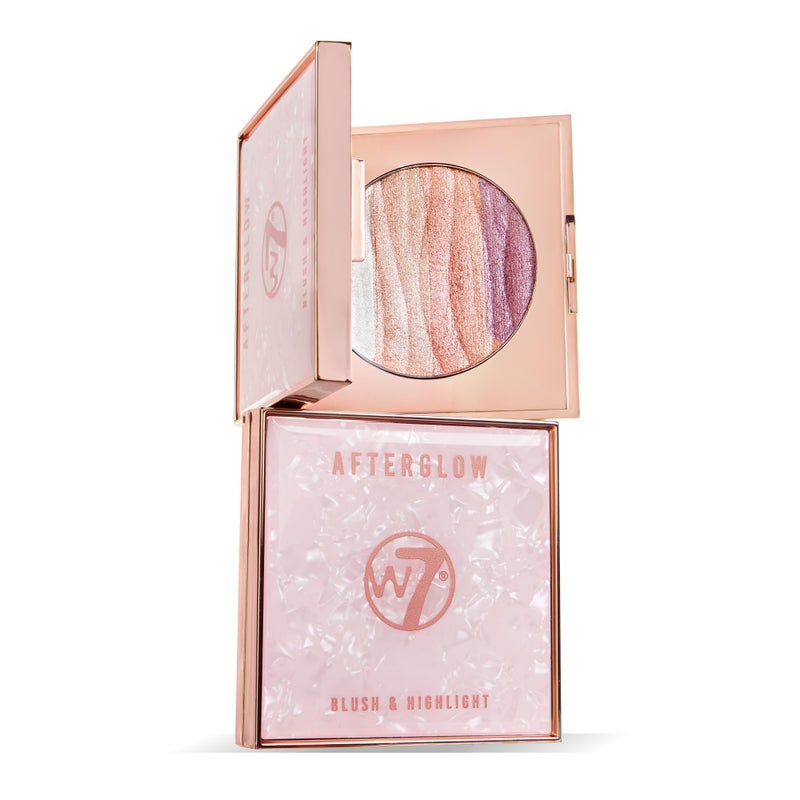 W7 Afterglow Blusher & Highlight Compact - Pink & Gold Glowing Pressed Powder Compact - Image 5