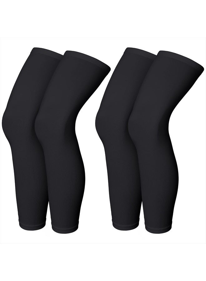 Skylety Compression Leg Sleeve Full Length Leg Sleeves Sports Cycling Leg Sleeves for Men Women, Running, Basketball (4 Pieces,Black,M) - Image 1