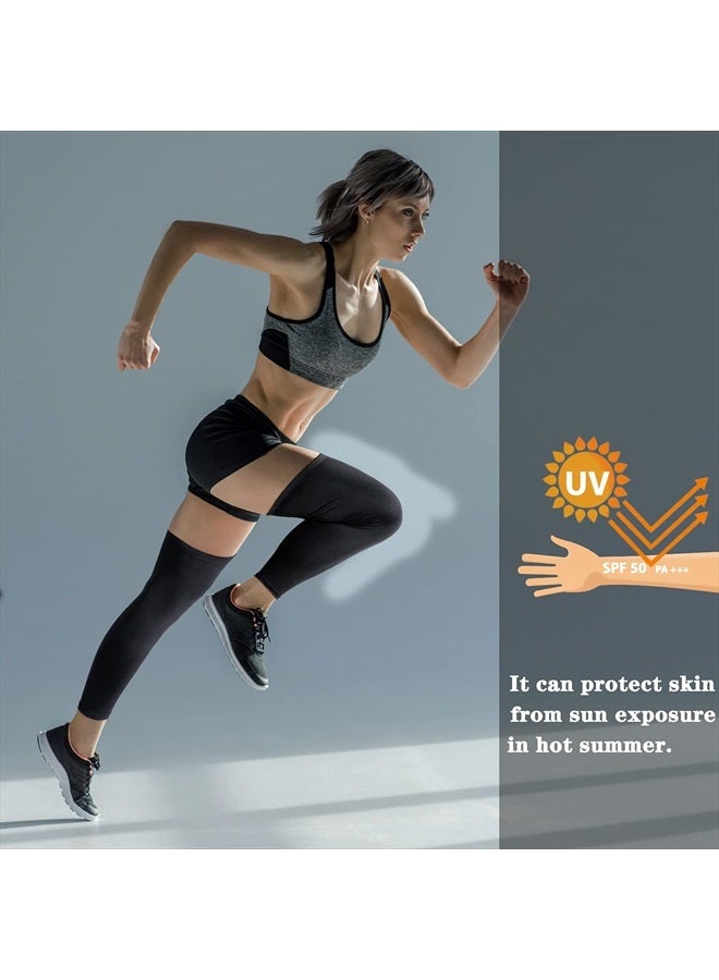 Skylety Compression Leg Sleeve Full Length Leg Sleeves Sports Cycling Leg Sleeves for Men Women, Running, Basketball (4 Pieces,Black,M) - Image 4