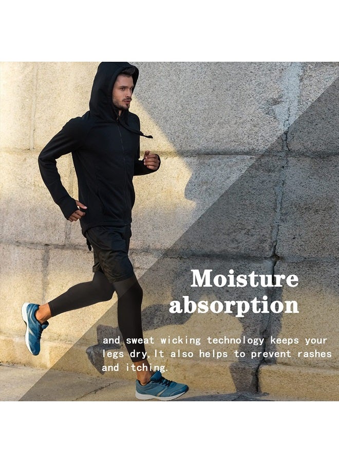 Skylety Compression Leg Sleeve Full Length Leg Sleeves Sports Cycling Leg Sleeves for Men Women, Running, Basketball (4 Pieces,Black,M) - Image 5