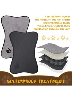 Breling Dog Mat For Food And Water 2 Pieces Bone Shape Dog Mats NonSlip Pet Feeding Mat For Under Dog Bowls Embroidered Microfiber Pet Bowl Mat Water Absorbent Dog Feeding Mat For Dog Pet Supplies, 2 Colors  - Image 3