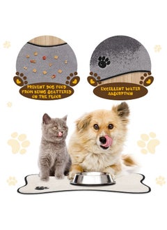 Breling Dog Mat For Food And Water 2 Pieces Bone Shape Dog Mats NonSlip Pet Feeding Mat For Under Dog Bowls Embroidered Microfiber Pet Bowl Mat Water Absorbent Dog Feeding Mat For Dog Pet Supplies, 2 Colors  - Image 5