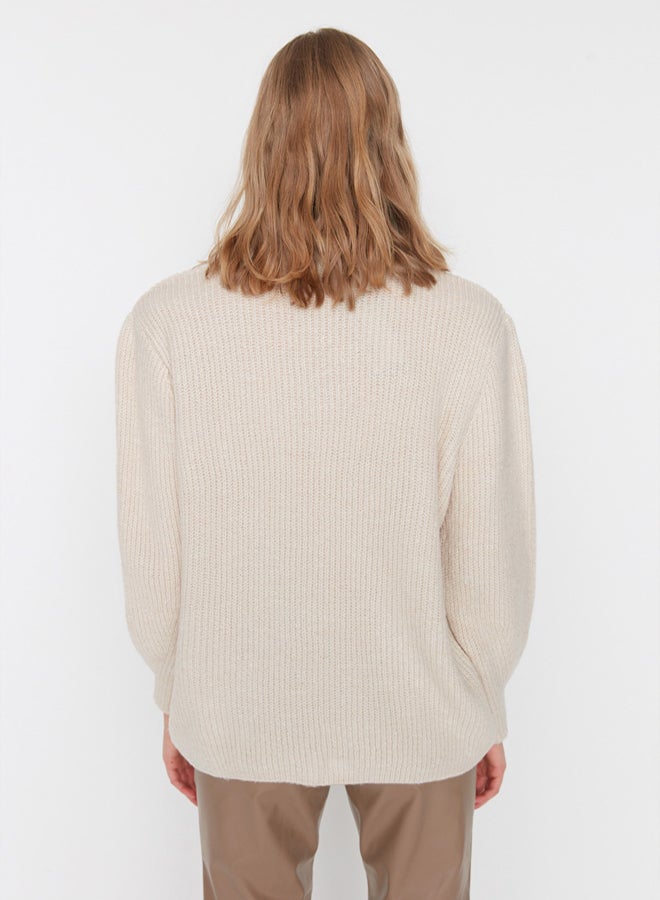 trendyol Stone Wide Pattern Couple Soft Texture Basic Knitwear Sweater - Image 5