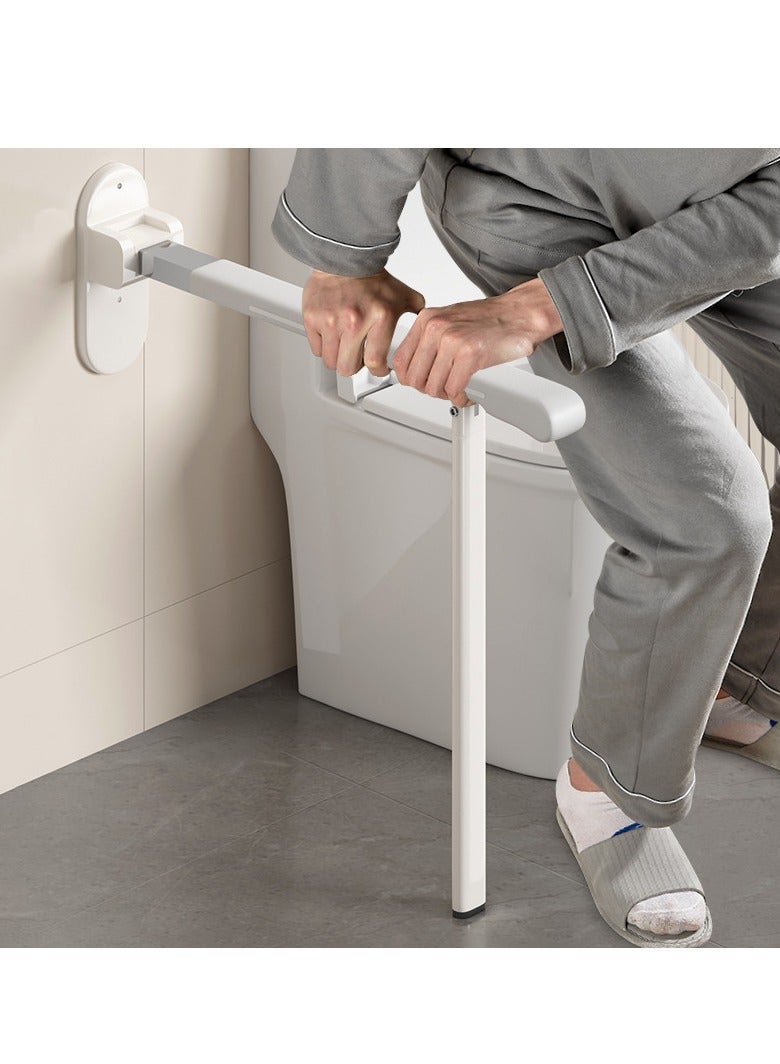شو وو درابزين حمام مثبت على الحائط مقاوم للماء وغير قابل للانزلاق، مقبض ذراع قابل للطي، درابزين حمام مضيء، درابزين لكبار السن والحوامل - Image 1