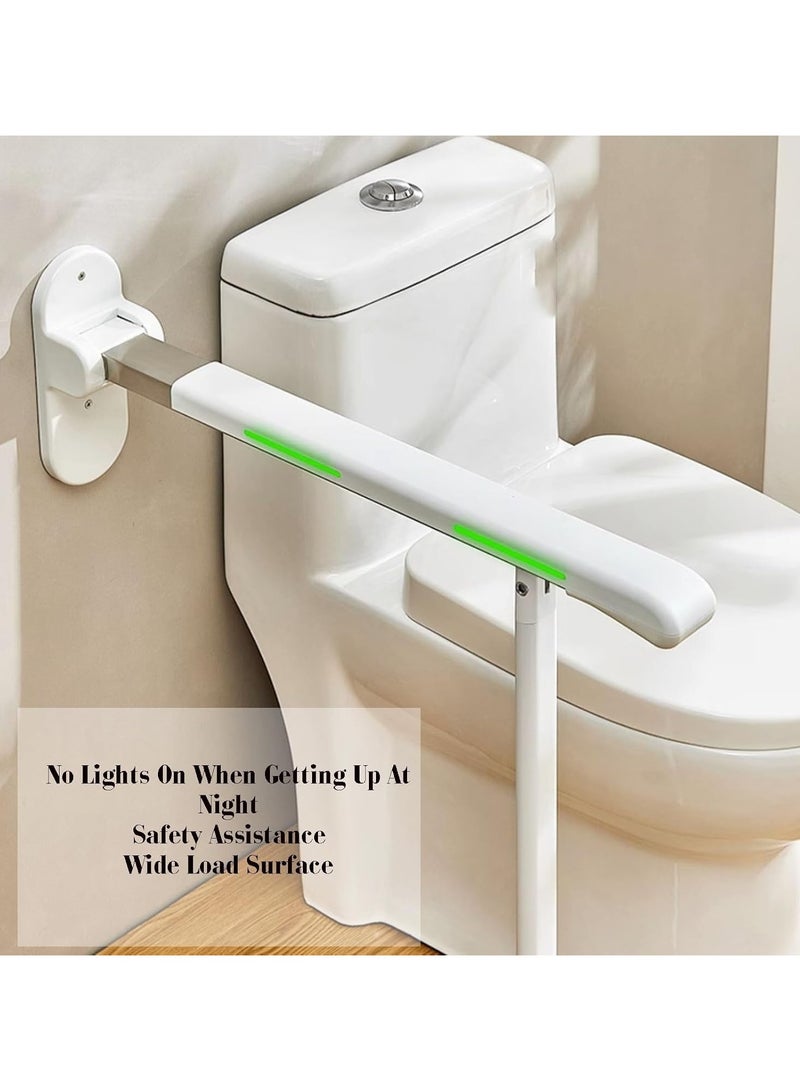 شو وو درابزين حمام مثبت على الحائط مقاوم للماء وغير قابل للانزلاق، مقبض ذراع قابل للطي، درابزين حمام مضيء، درابزين لكبار السن والحوامل - Image 4