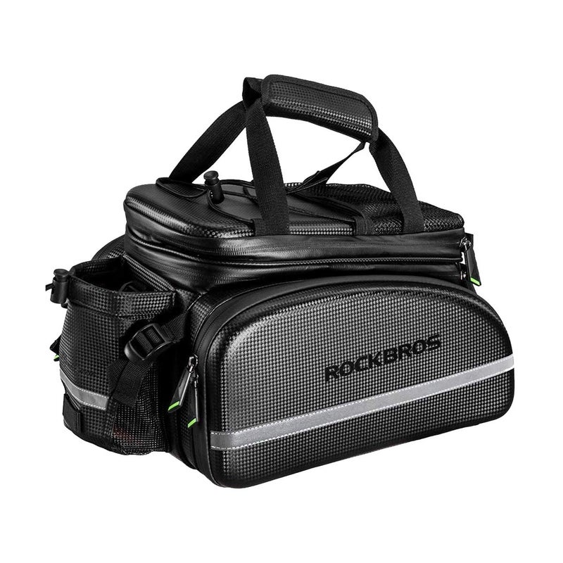 Rockbros ROCKBROS Bike Pannier Bag Waterproof Bike Trunk Bicycle Carrier Rear Rack Bag Portable Seat Pannier Carbon Texture Large Storage Pouch Capacity 17-35L - Image 1