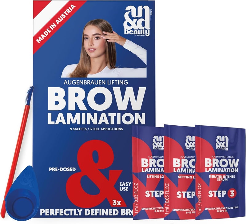 ANDbeauty Brow Lamination Kit Eyebrow Lifting Set for Home 3 Applications Preportioned Sachets Professional Results LongLasting up to 4 Weeks Made in Austria Vegan