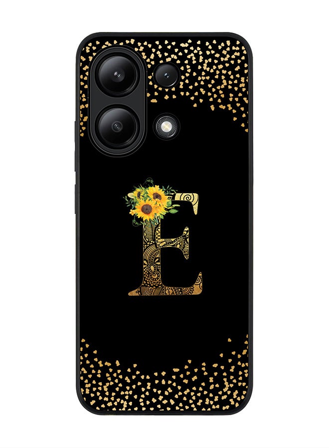 Stylizedd Rugged Black edge case for Xiaomi Redmi Note 13 4G, Cover Custom Monogram Initial Letter Mandala Floral Pattern Alphabet - E ( Black )  - Image 1