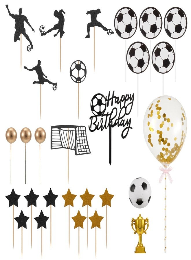 Hlimior 28 Pcs Football Cupcake Toppers Cupcake Picks American Soccer Birthday Cake Decor Picks Topper Decorations for Sports Theme Party Shower Game Day Supplies - Image 1