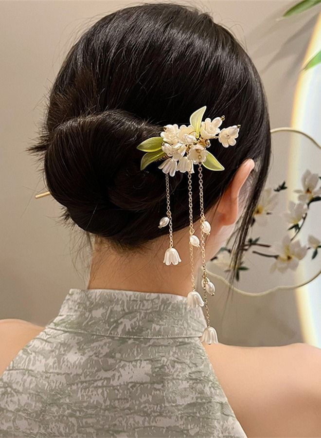 Tassel Hairpin Female Pan Hair Palace Lamp Hair Ornaments Convallaria Orchid - Image 1