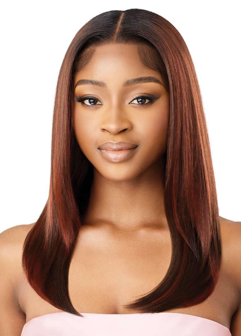 Outre Airtied 100% Fully Hand-Tied Wig - Human Hair Blend - Sleek Yaki 20" (DRST2/CHOCOLATE CARAMEL)