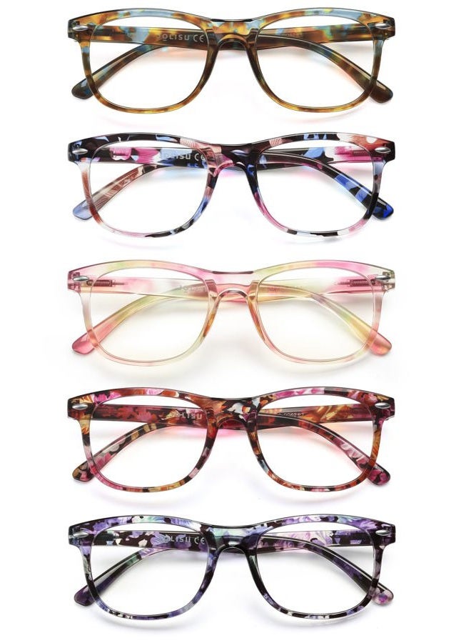 JOLISU Reading Glasses For Women - 5 Pack Stylish Readers For Womens Men Spring Hinge Eyeglasses -Blue Light Blocking Protection Frame (1.25) - Image 1