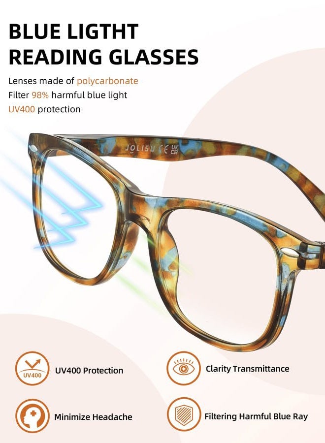 JOLISU Reading Glasses For Women - 5 Pack Stylish Readers For Womens Men Spring Hinge Eyeglasses -Blue Light Blocking Protection Frame (1.25) - Image 5