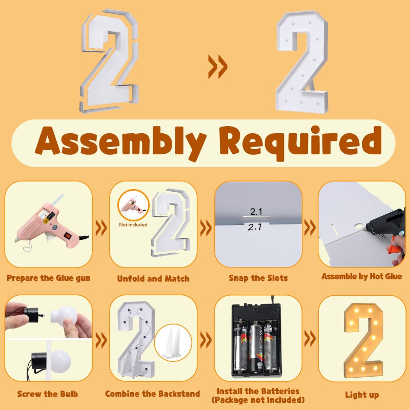 imprsv 4FT Marquee Numbers, Light Up Numbers 2 for 21st Birthday Decorations, Marquee Light up Letters Anniversary Party Decor, Pre-Cut Foam Board Kit - Image 3