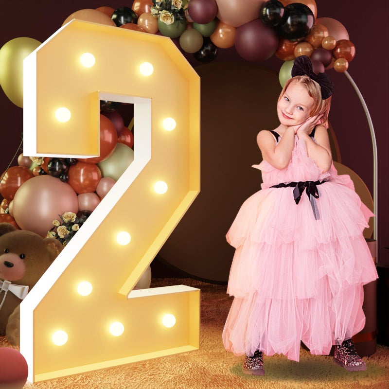 imprsv 4FT Marquee Numbers, Light Up Numbers 2 for 21st Birthday Decorations, Marquee Light up Letters Anniversary Party Decor, Pre-Cut Foam Board Kit - Image 1
