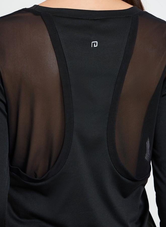 Styli Active Black Logo Racerback Effect Mesh Panel Top - Image 3